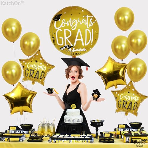 KatchOn 12-Pack Gold Graduation Balloons – 22 Inch Round & 18 Inch Star – Class of 2026 Party Decor