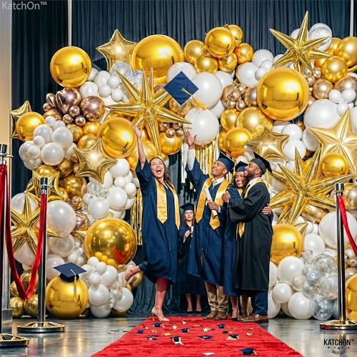 KatchOn 14-Pack Large Gold Foil Balloons (22, 15, 10 Inch) for Graduation 2026 & Party Decor
