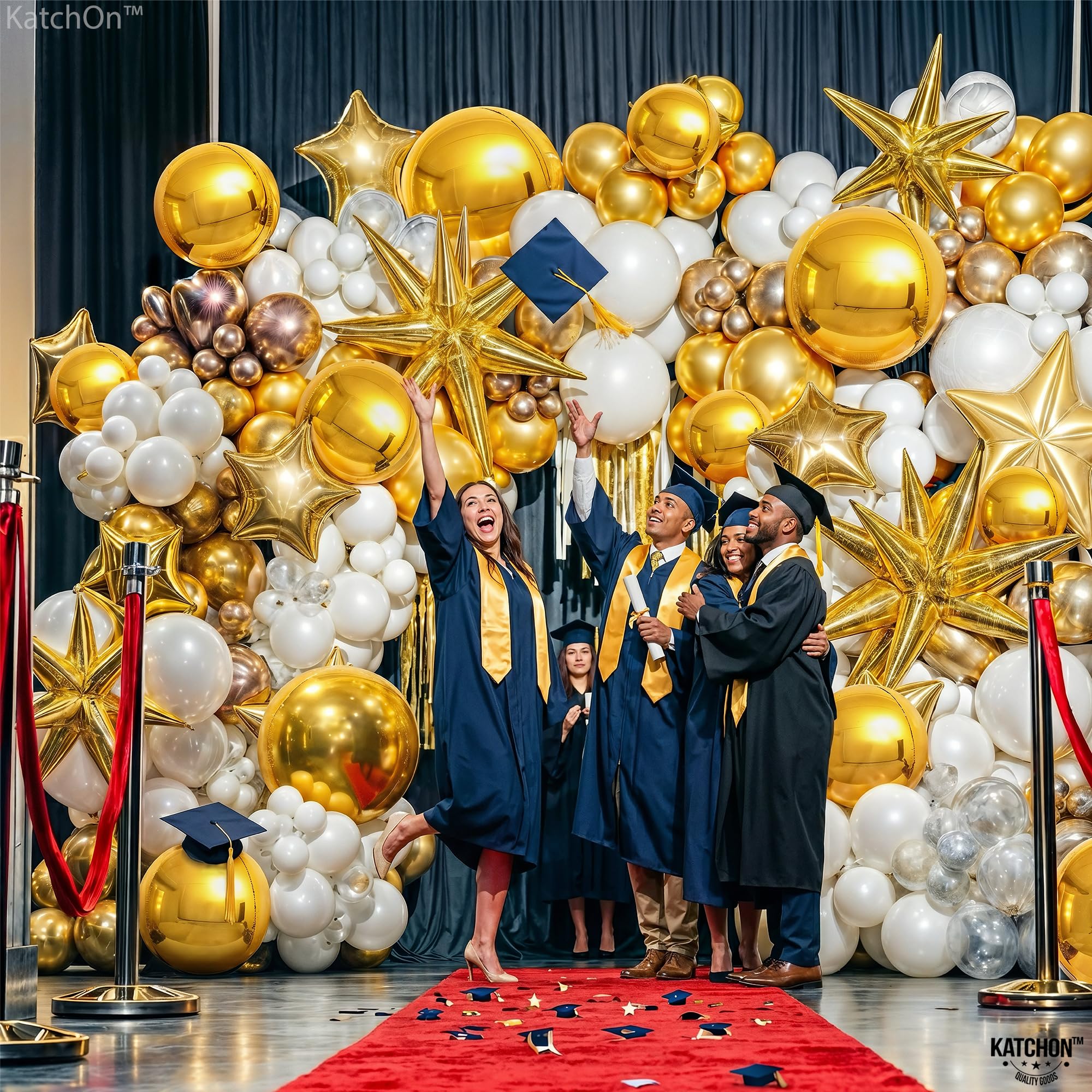 KatchOn 14-Pack Large Gold Foil Balloons (22, 15, 10 Inch) for Graduation 2026 & Party Decor