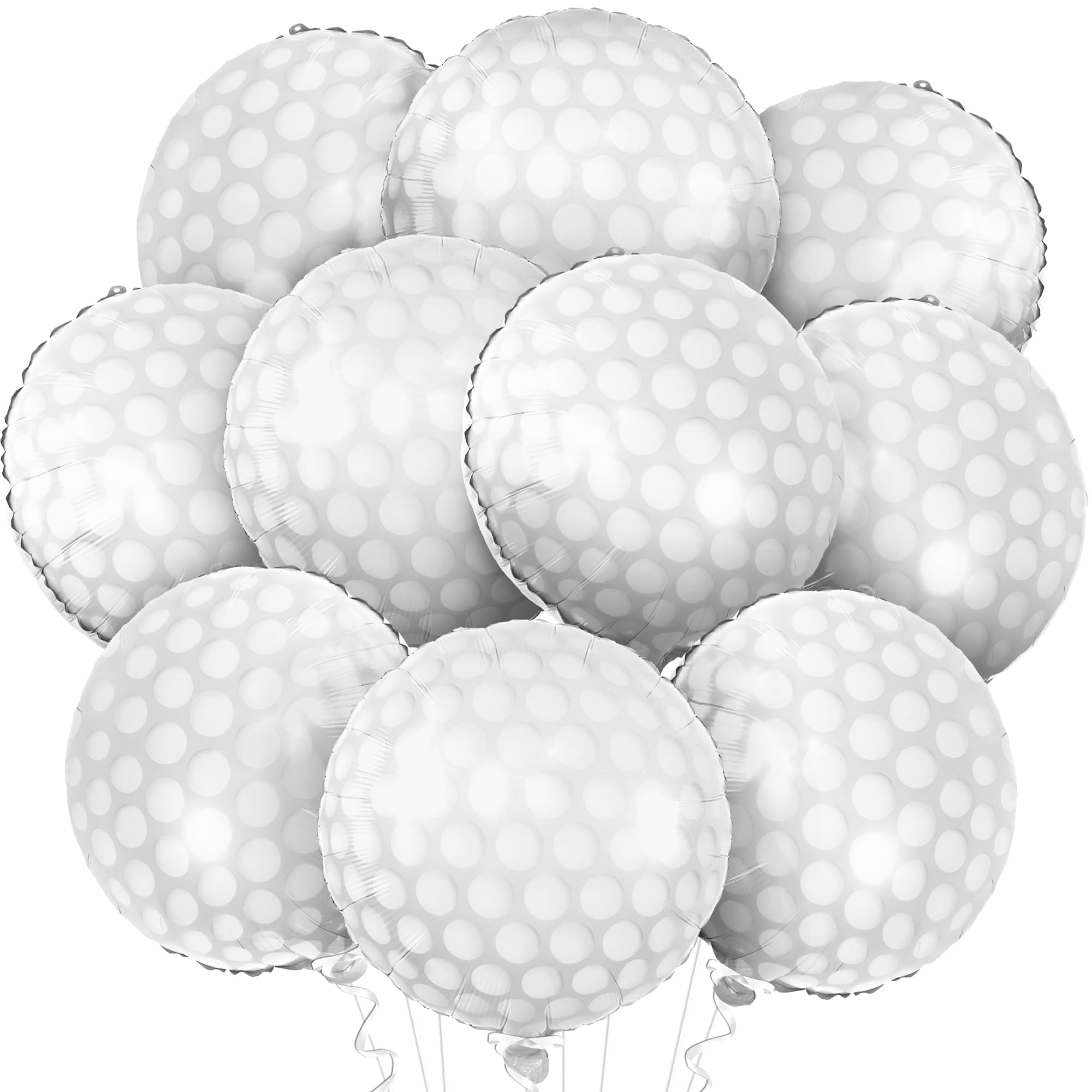 KatchOn 18-Inch White Foil Golf Balloons - Pack of 10 for Golf Themed Parties
