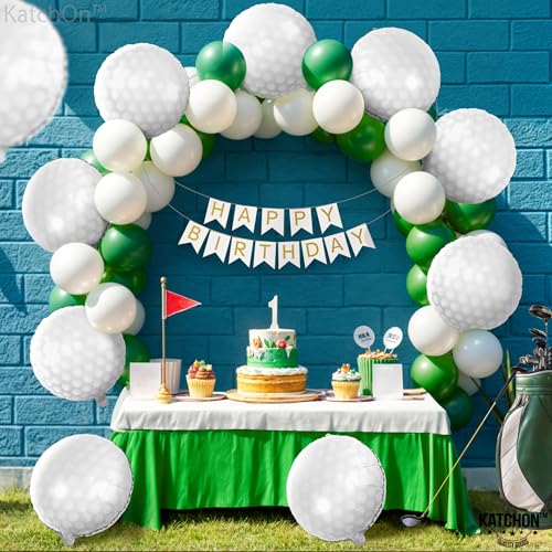 KatchOn 18-Inch White Foil Golf Balloons - Pack of 10 for Golf Themed Parties