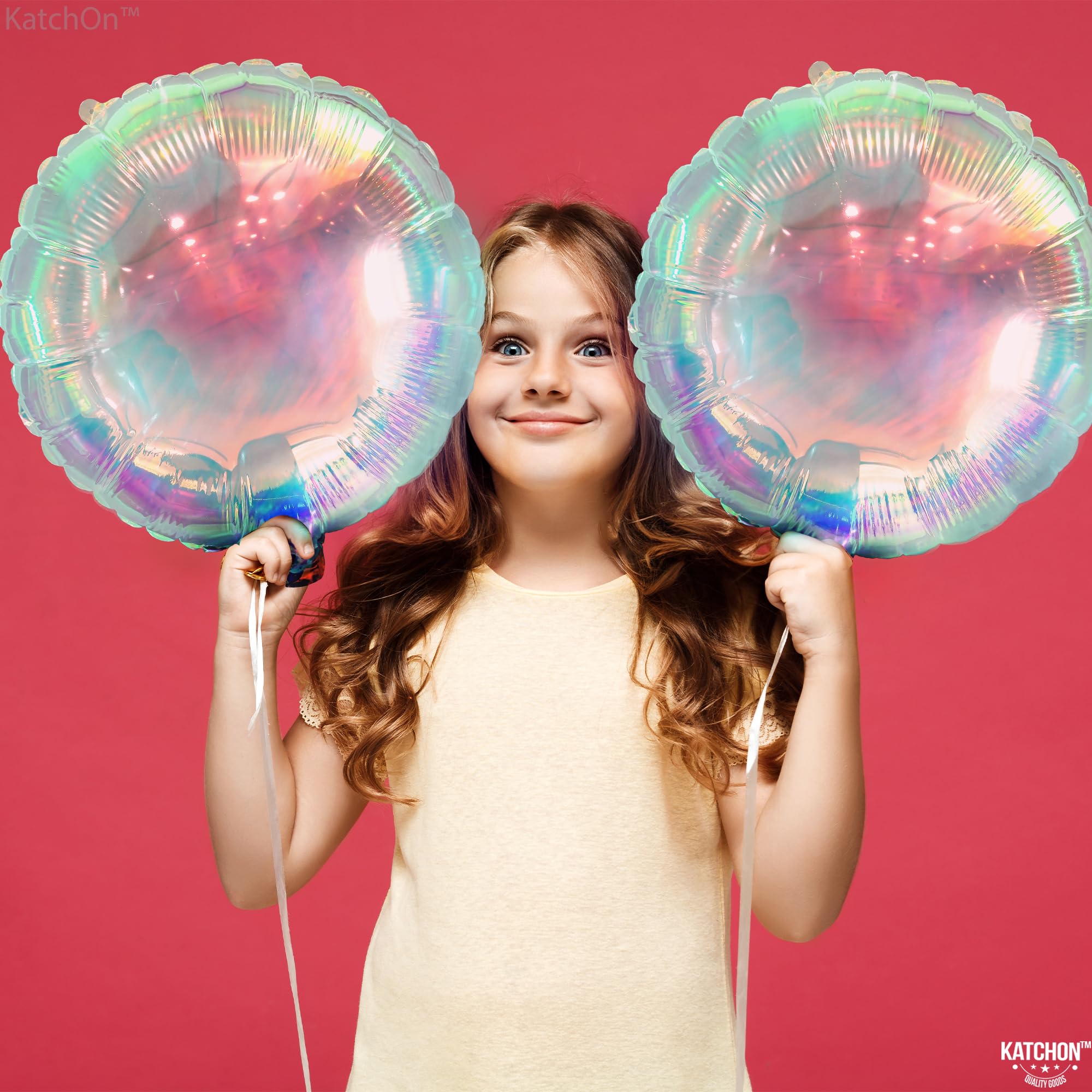 KatchOn 19 Inch Iridescent Foil Balloons - Pack of 8 Holographic Party Balloons for Birthdays, Baby Showers & More