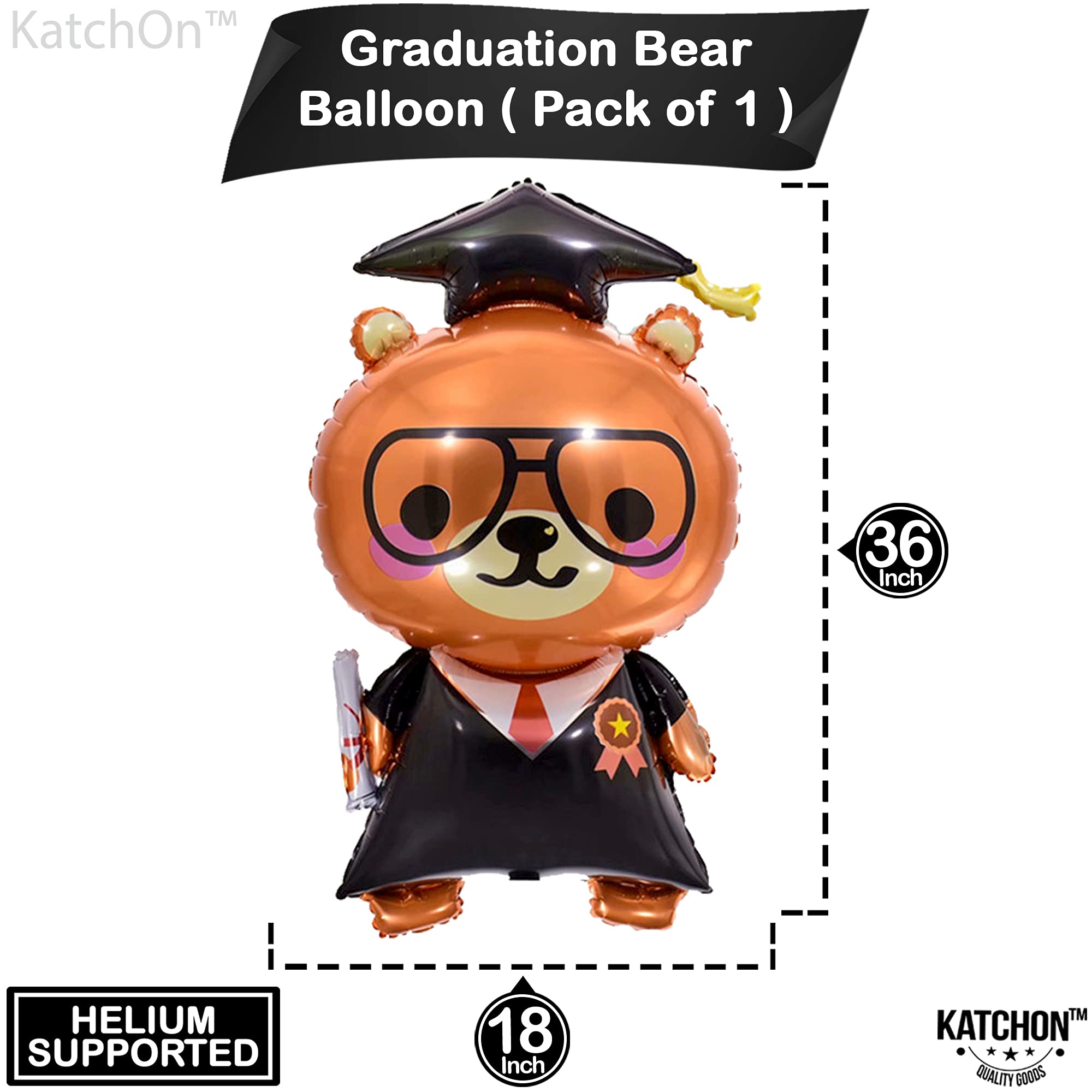 KatchOn 36-Inch Graduation Bear Balloon Set – 5-Pack for 2026 Kindergarten & Preschool Party Decorations
