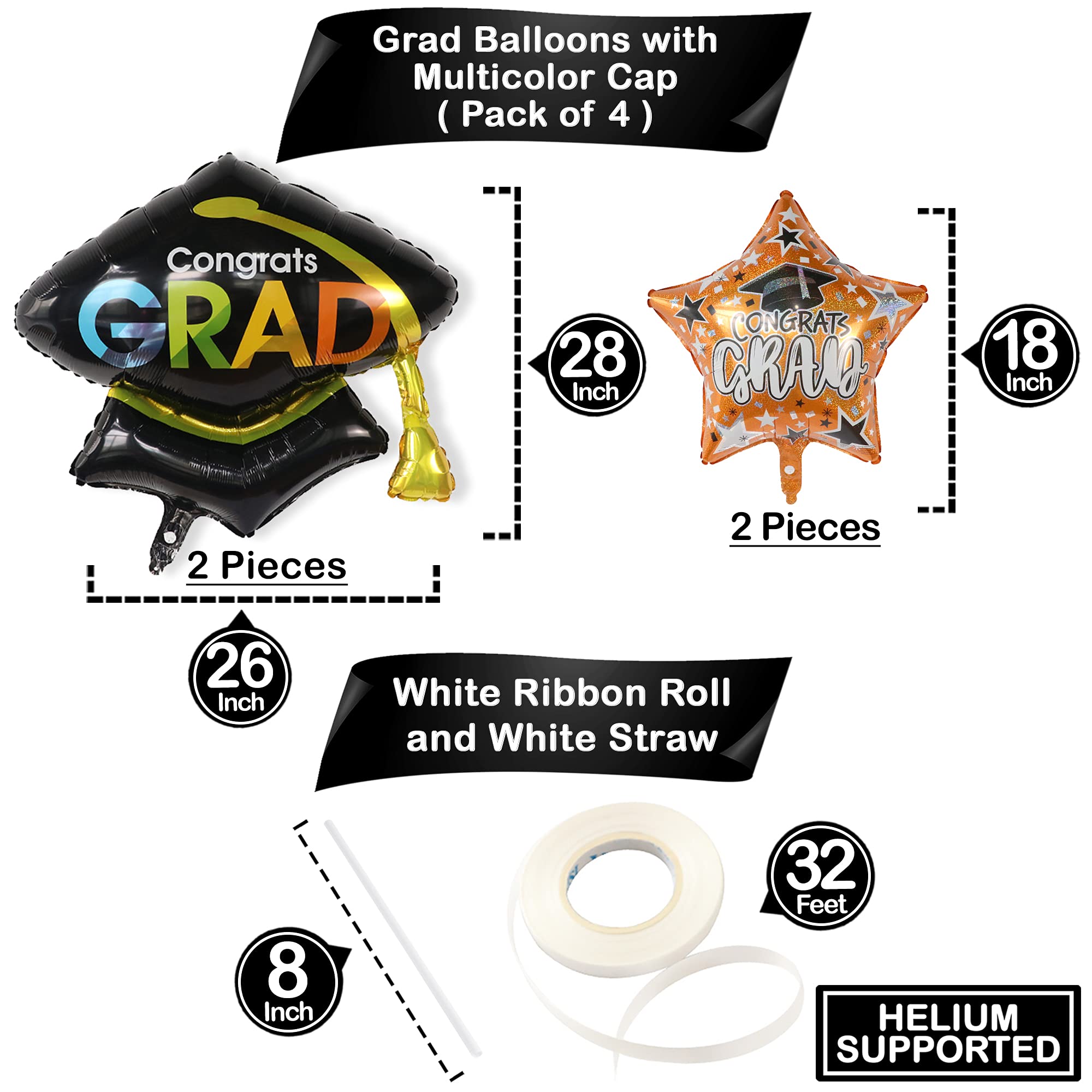 KatchOn 36-Inch Graduation Bear Balloon Set – 5-Pack for 2026 Kindergarten & Preschool Party Decorations