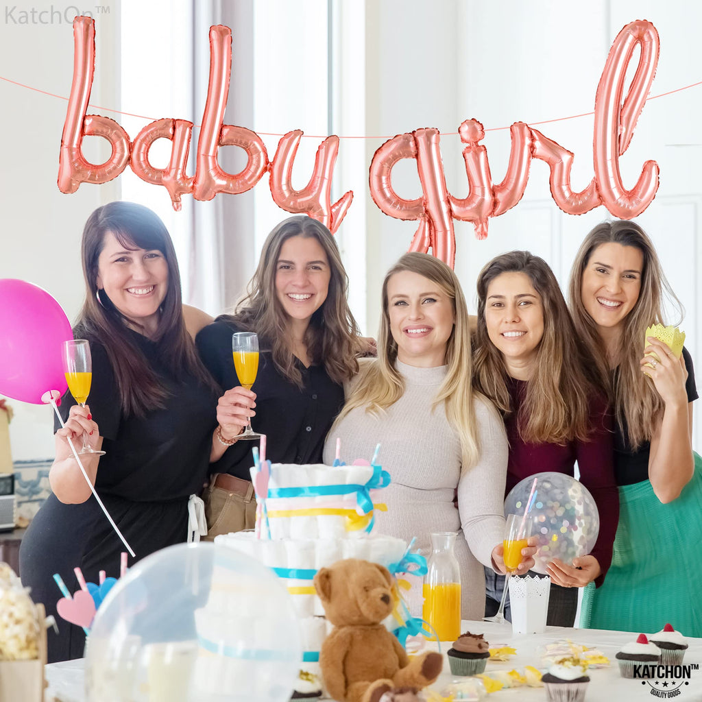 KatchOn 37-Inch Rose Gold 'Its A Girl' Foil Balloon Set for Baby Shower Decorations