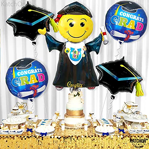 KatchOn 40-Inch Jumping Graduation Balloon 2026 - Blue & Black Foil Balloon Set for Preschool Kindergarten Graduation Party Decorations