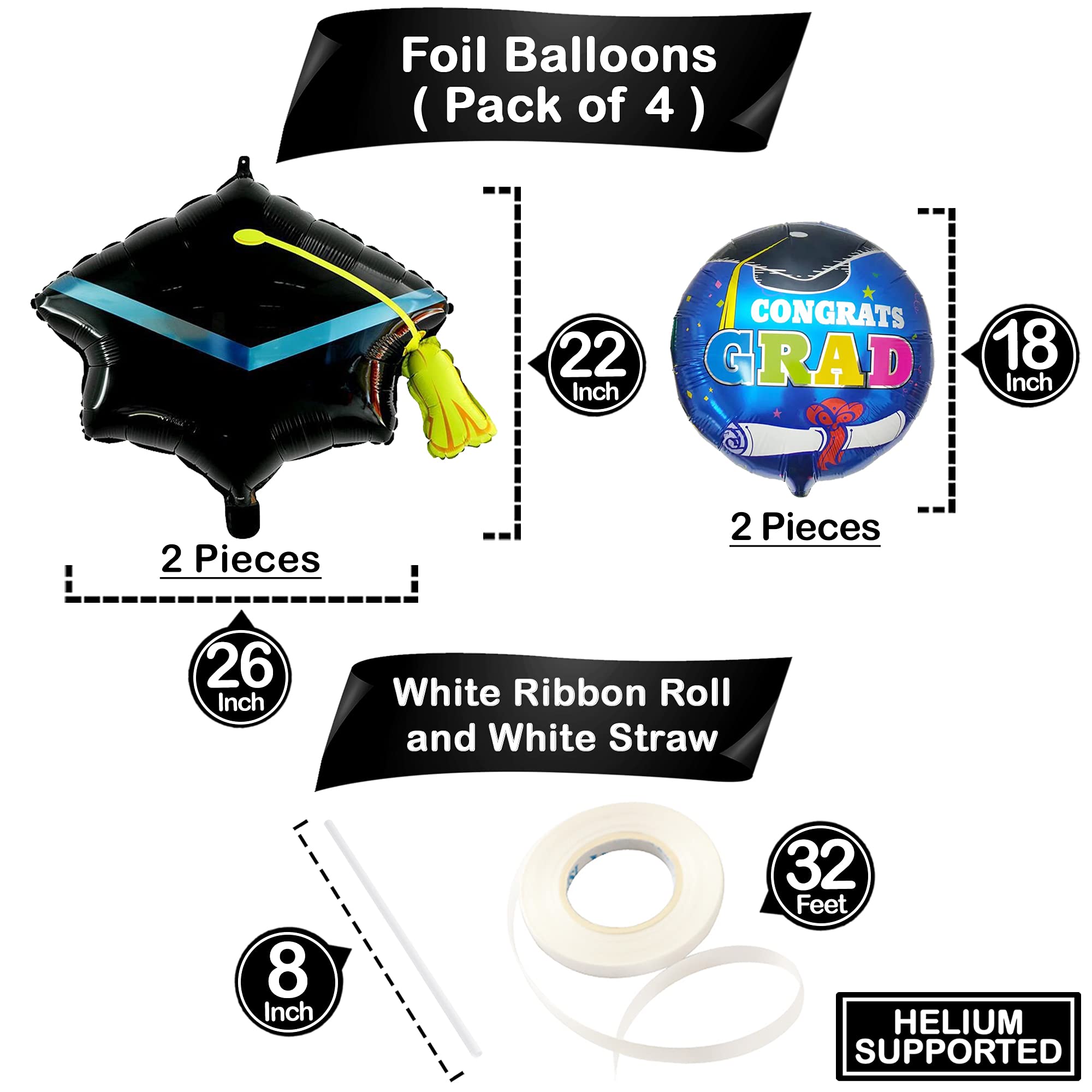 KatchOn 40-Inch Jumping Graduation Balloon 2026 - Blue & Black Foil Balloon Set for Preschool Kindergarten Graduation Party Decorations