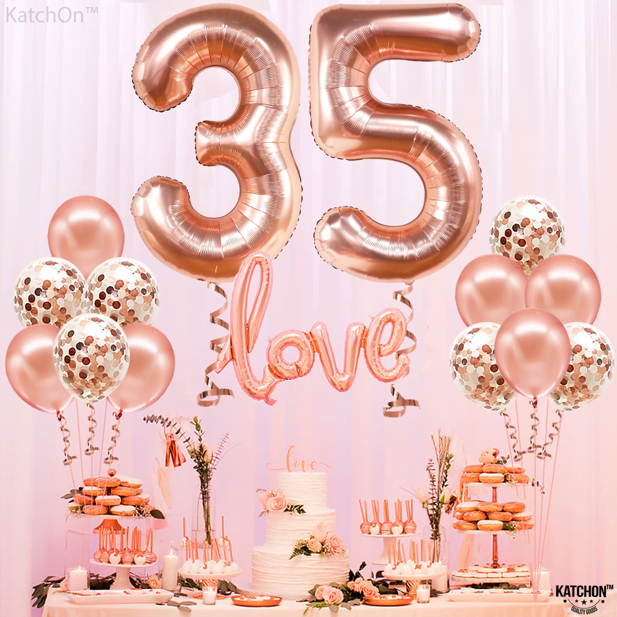 KatchOn 40 Inch Rose Gold 35 Balloon Numbers for 35th Birthday or Anniversary Decorations