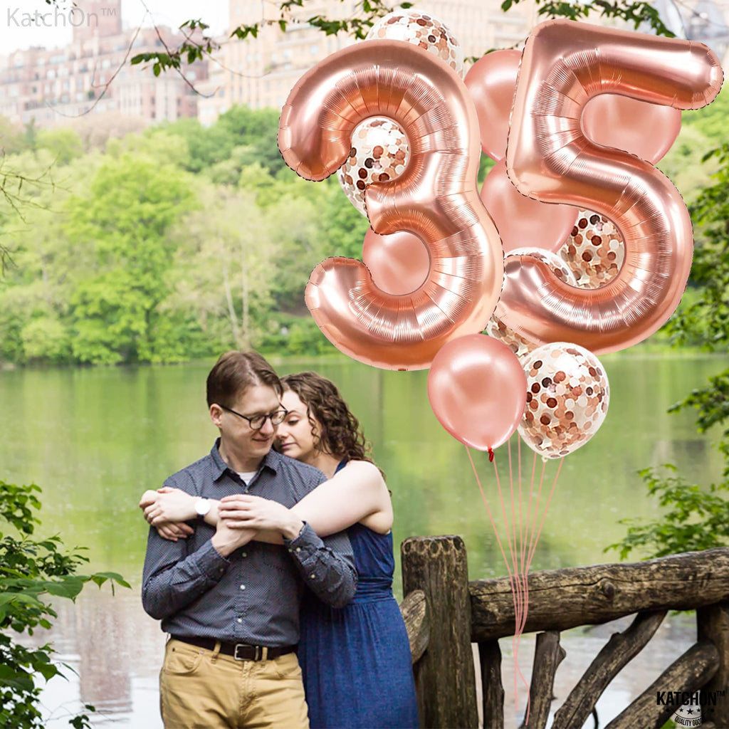 KatchOn 40 Inch Rose Gold 35 Balloon Numbers for 35th Birthday or Anniversary Decorations