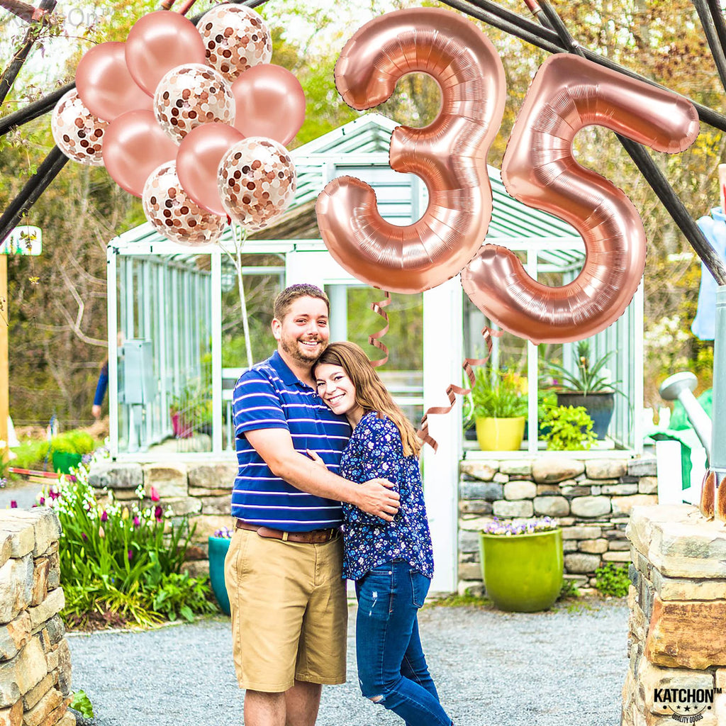 KatchOn 40 Inch Rose Gold 35 Balloon Numbers for 35th Birthday or Anniversary Decorations