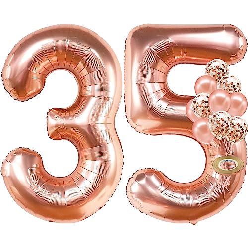 KatchOn 40 Inch Rose Gold 35 Balloon Numbers for 35th Birthday or Anniversary Decorations