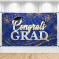 KatchOn 72x44 Inch Blue Graduation Banner 2026 - Congrats Grad Backdrop for Party Decorations