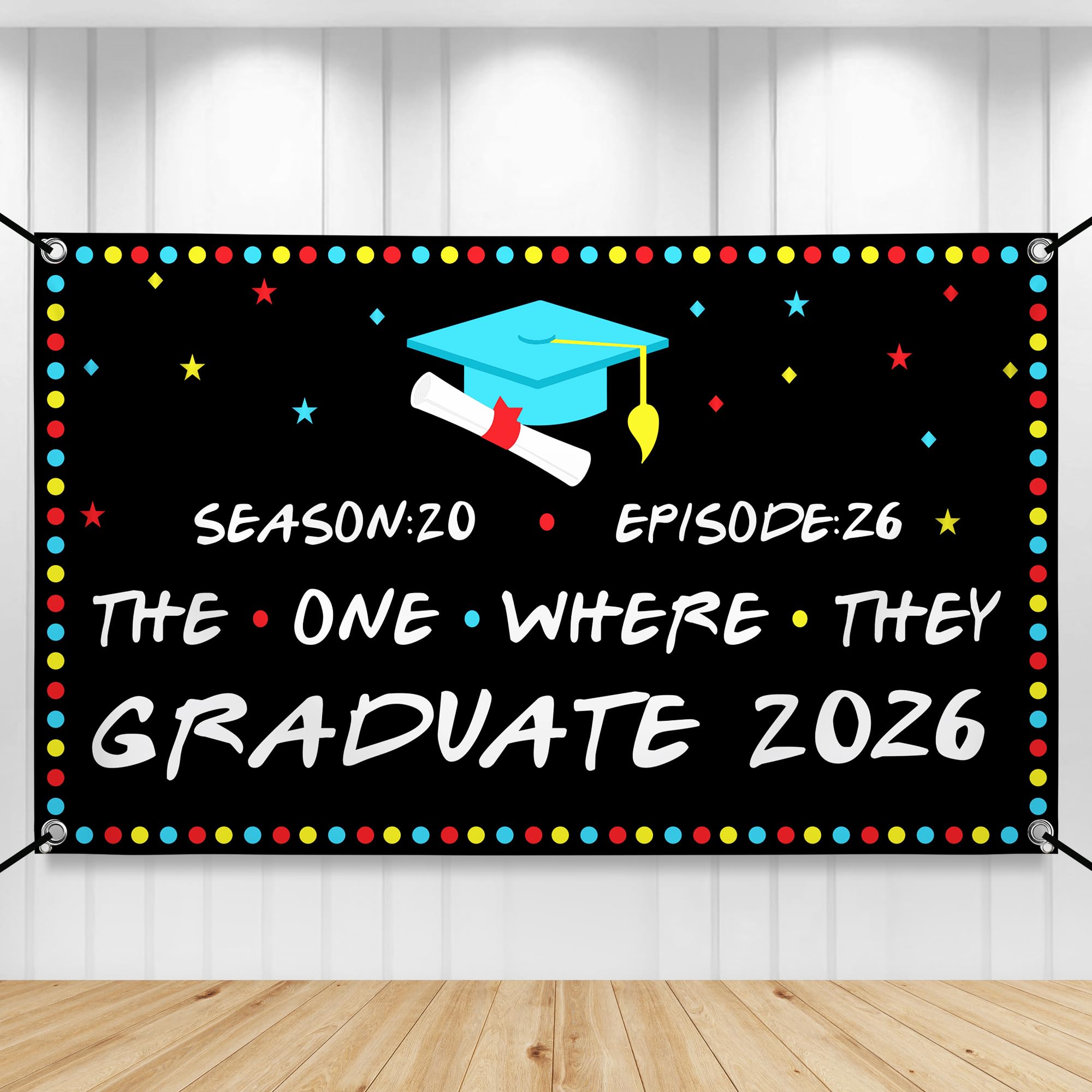 KatchOn 72x44 Inch The One Where They Graduate Backdrop 2026 - Cloth Graduation Banner for Class of 2026 Party Decorations