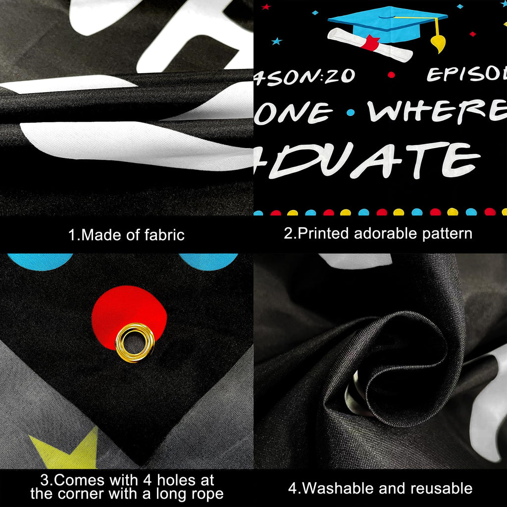 KatchOn 72x44 Inch The One Where They Graduate Backdrop 2026 - Cloth Graduation Banner for Class of 2026 Party Decorations