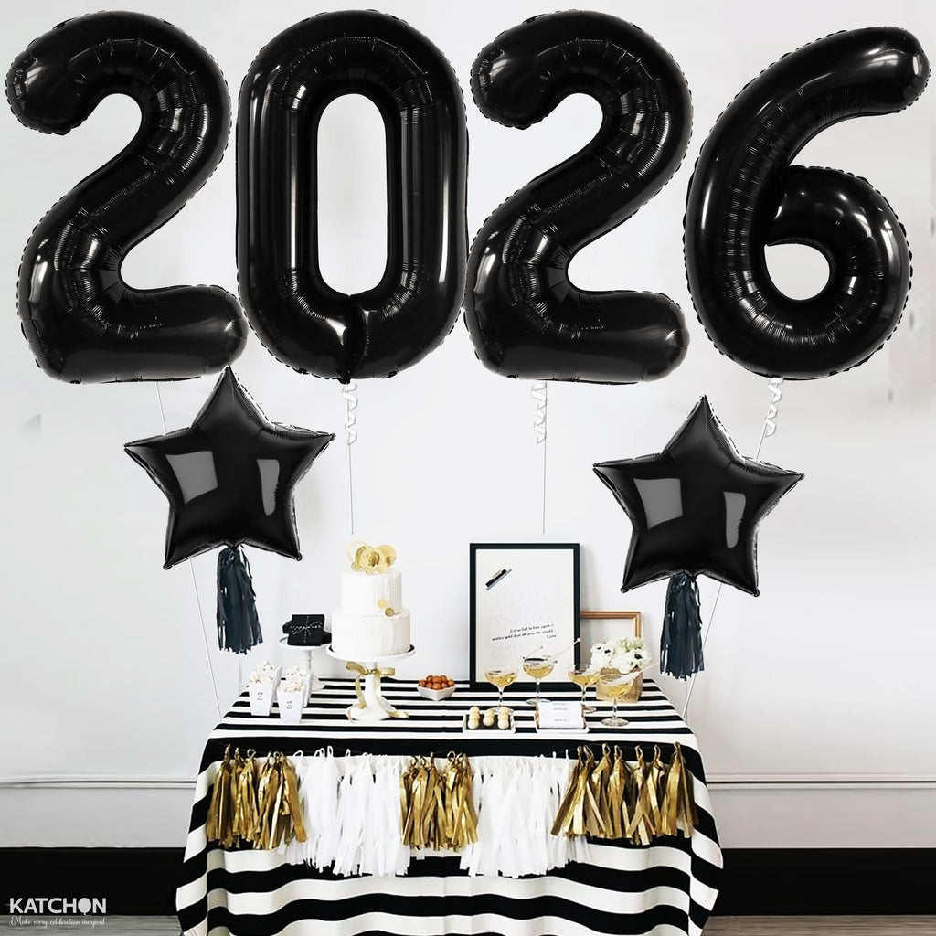 KatchOn Big Black 2026 Balloons 42 Inch - Graduation Decor with Star Balloon