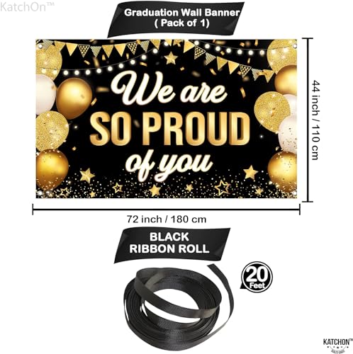 KatchOn Black & Gold We Are So Proud of You Graduation Banner - Extra Large 72x44 Inch for 2026
