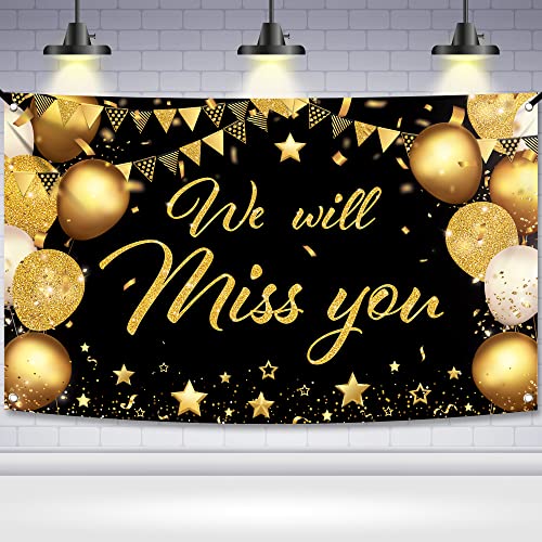 KatchOn Black & Gold We Will Miss You Banner - 72x44 Inch Graduation Backdrop 2026