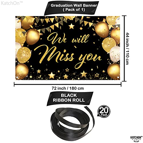KatchOn Black & Gold We Will Miss You Banner - 72x44 Inch Graduation Backdrop 2026