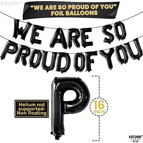 KatchOn Black We Are So Proud of You Balloons - 16 Inch Foil Banner, Pack of 16 for Graduation Decorations 2026