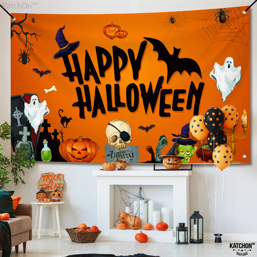 KatchOn Day of the Dead Backdrop 72x44 Inch – Mexican Halloween Banner for Dia De Los Muertos Decor