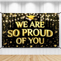 KatchOn Extra Large 72x44 Inch Black and Gold 'We Are So Proud of You' Graduation Banner 2026