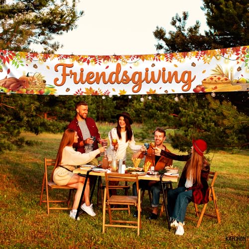 KatchOn Friendsgiving Banner 120x20 Inch - Large Outdoor Yard Sign for Friendsgiving Party Decor