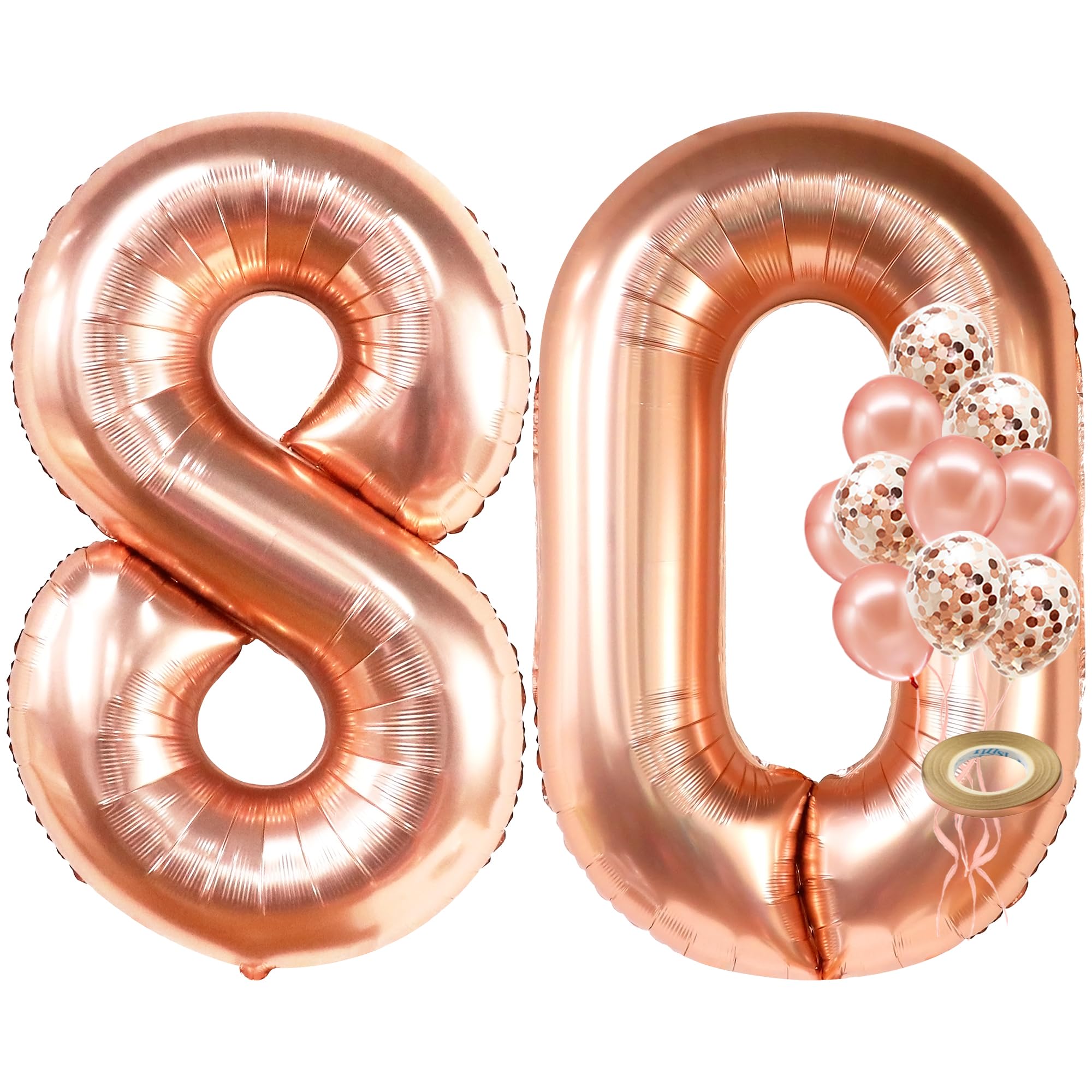KatchOn Giant 40 Inch Rose Gold Number 80 Balloon Set for 80th Birthday or Anniversary Decorations