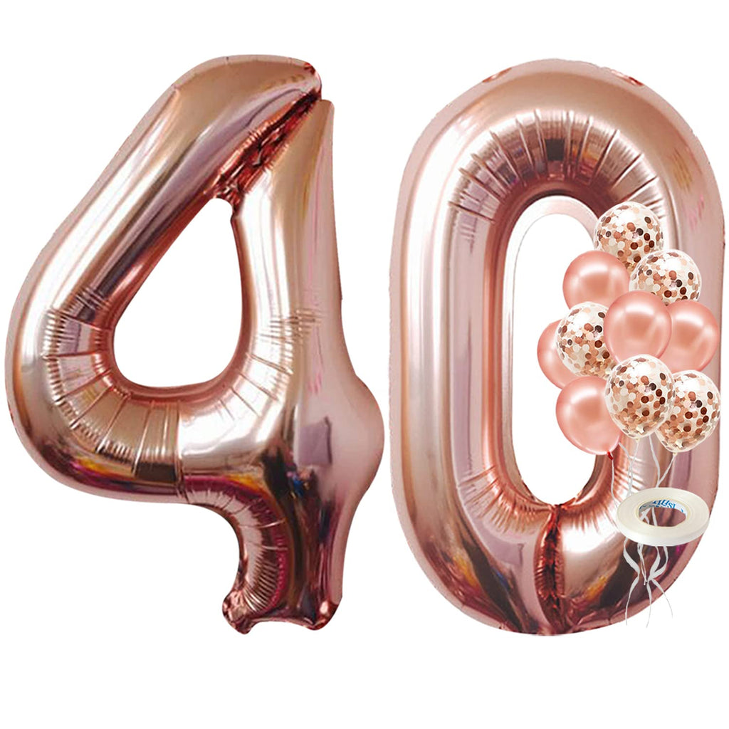 KatchOn Giant Rose Gold 40 Number Balloon Set for 40th Birthday & Anniversary Decorations
