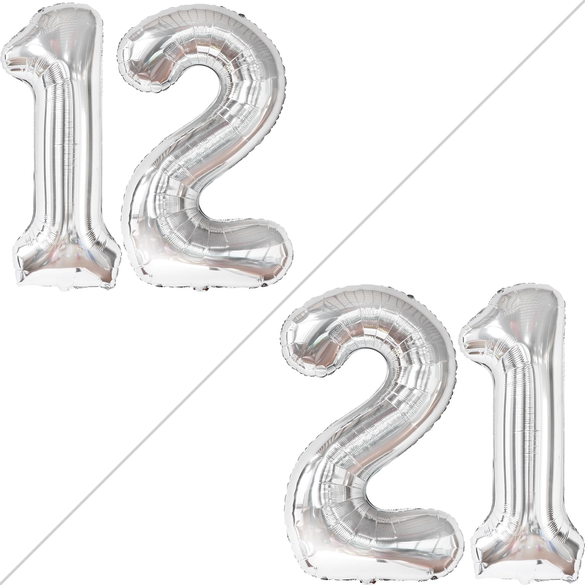 KatchOn Giant Silver Number 12 Balloon - 40 Inch Mylar Foil for Birthday or Anniversary Decorations