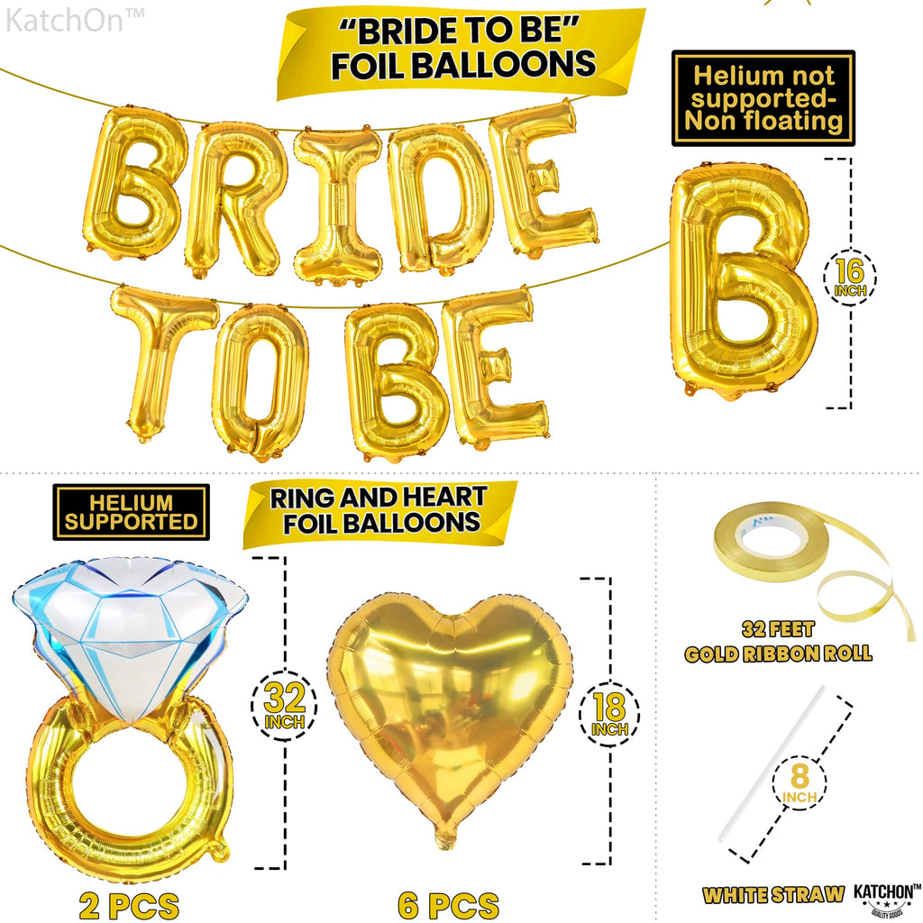 KatchOn Gold Bride To Be Balloons Set – 17 Pieces for Bridal Shower & Bachelorette Party Decor