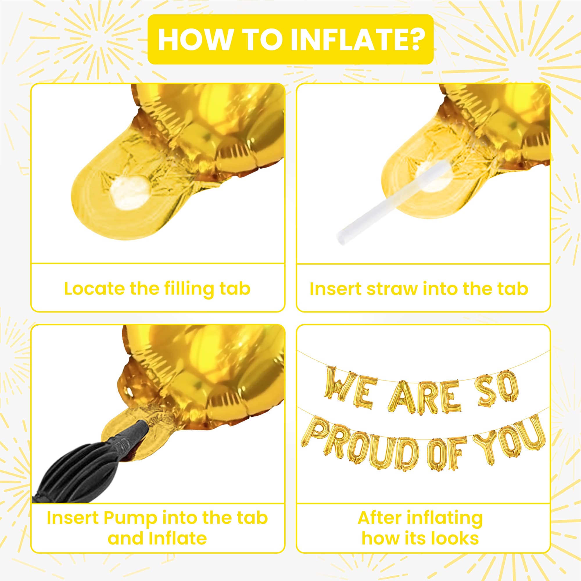 KatchOn Gold We Are So Proud of You Balloons – 16 Inch Pack of 11 for Graduation 2026 Decorations with Confetti