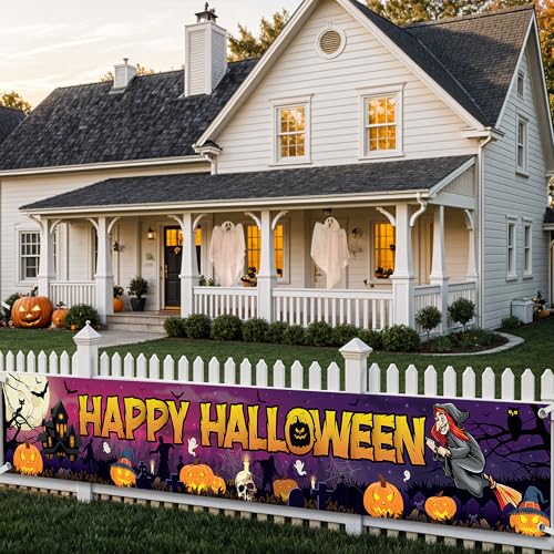 KatchOn Happy Halloween Banner Xtra Large 120x20 Inch Outdoor Yard Decoration