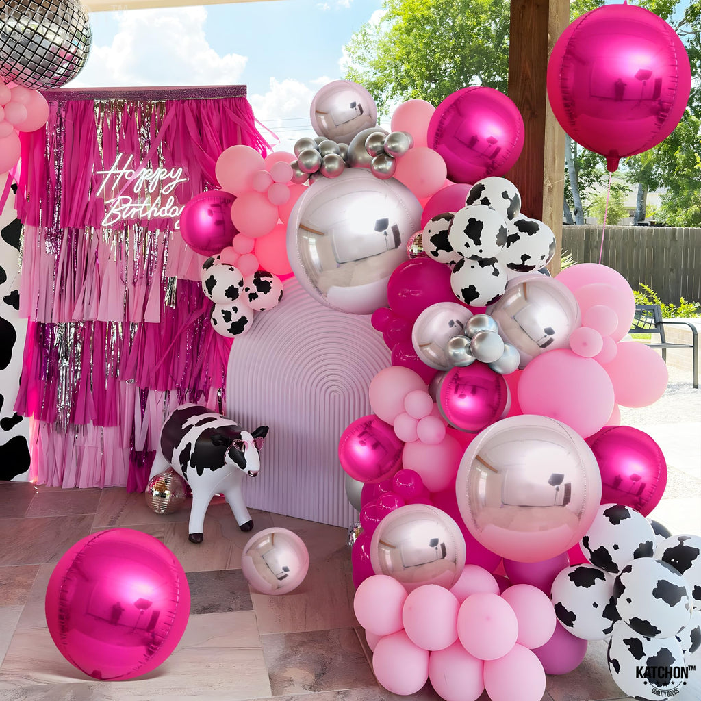 KatchOn Hot Pink & Silver Balloons - 22 Inch, Pack of 14 - Foil Balloons for Birthday, Baby Shower, Bridal Shower