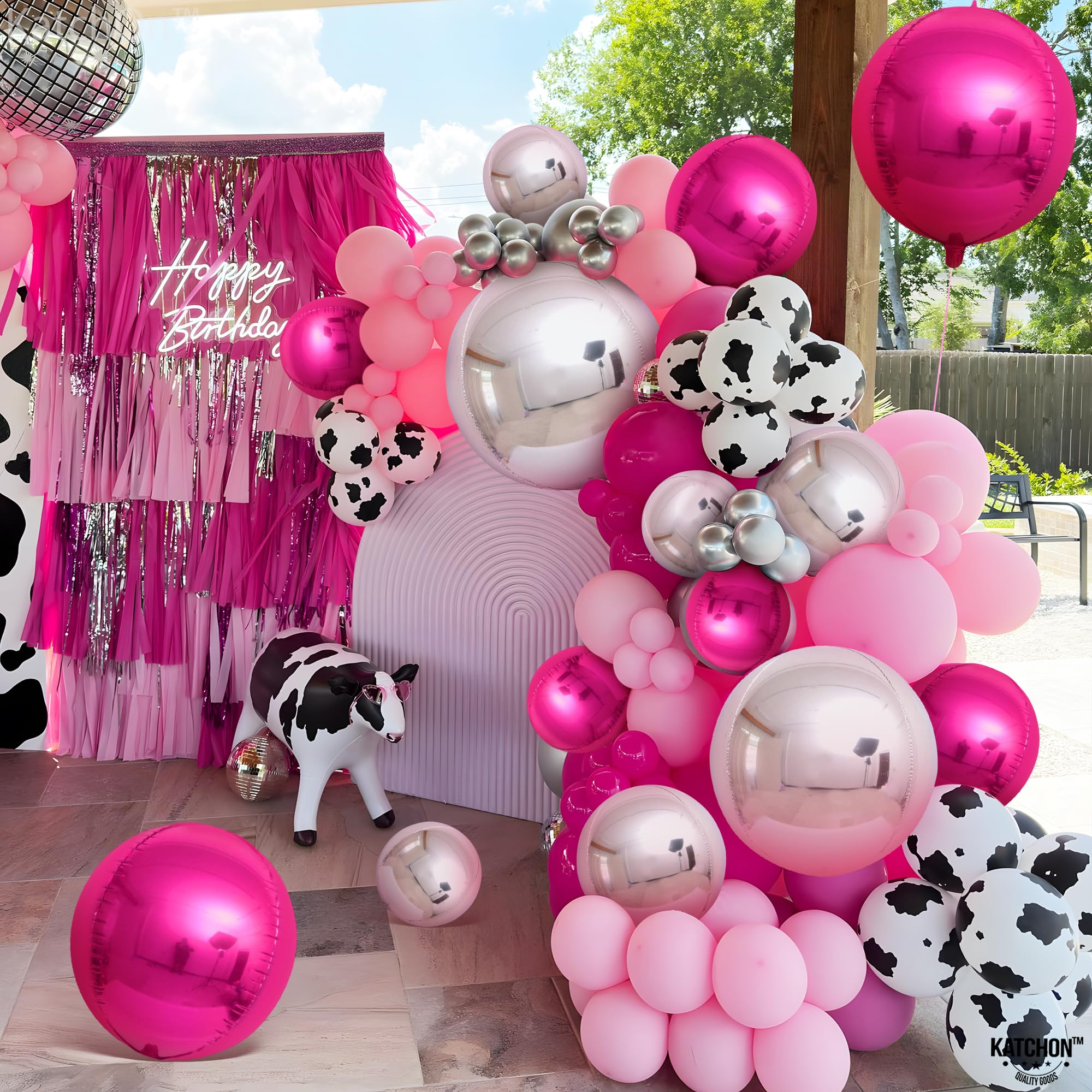 KatchOn Hot Pink & Silver Balloons - 22 Inch, Pack of 14 - Foil Balloons for Birthday, Baby Shower, Bridal Shower