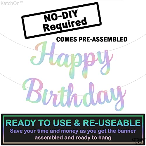 KatchOn Iridescent Happy Birthday Banner - 10ft Pre-Strung Cardstock Garland