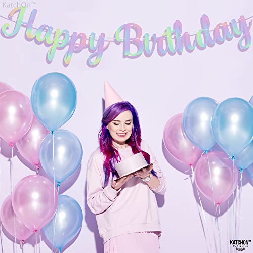 KatchOn Iridescent Happy Birthday Banner - 10ft Pre-Strung Cardstock Garland