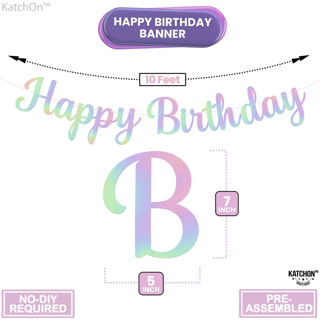 KatchOn Iridescent Happy Birthday Banner - 10ft Pre-Strung Cardstock Garland