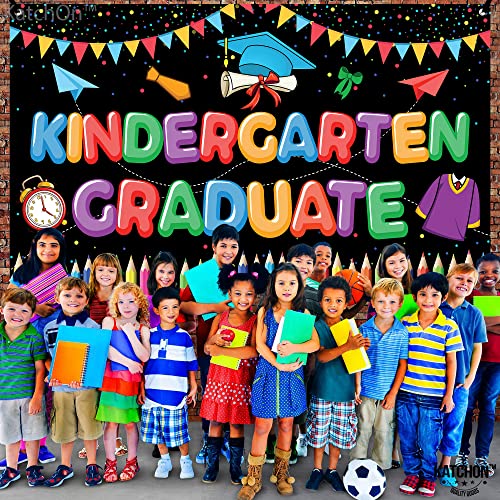 KatchOn Kindergarten Graduation Banner 2026 - 72x44 Inch Fabric Backdrop for Preschool Party Decor