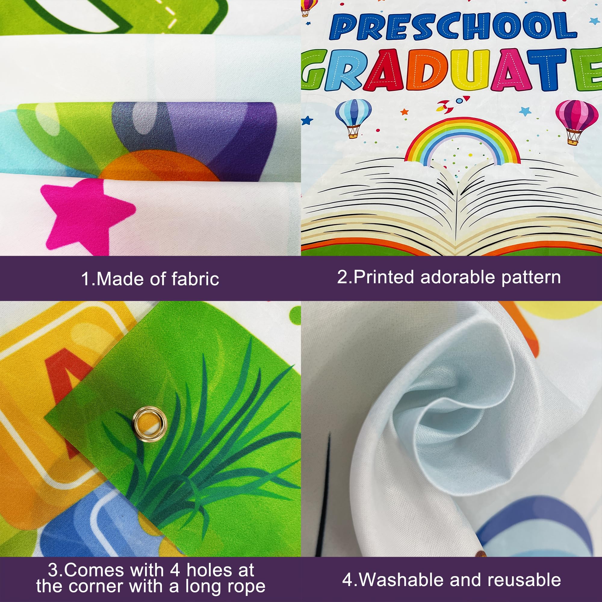 KatchOn Preschool Graduation Banner 2026 – 72x44 Inch Multicolor Kindergarten Backdrop, Class of 2026 Decorations