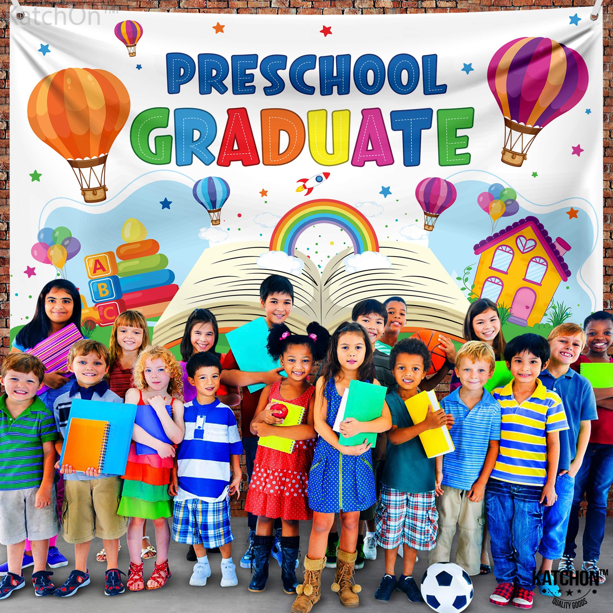 KatchOn Preschool Graduation Banner 2026 – 72x44 Inch Multicolor Kindergarten Backdrop, Class of 2026 Decorations