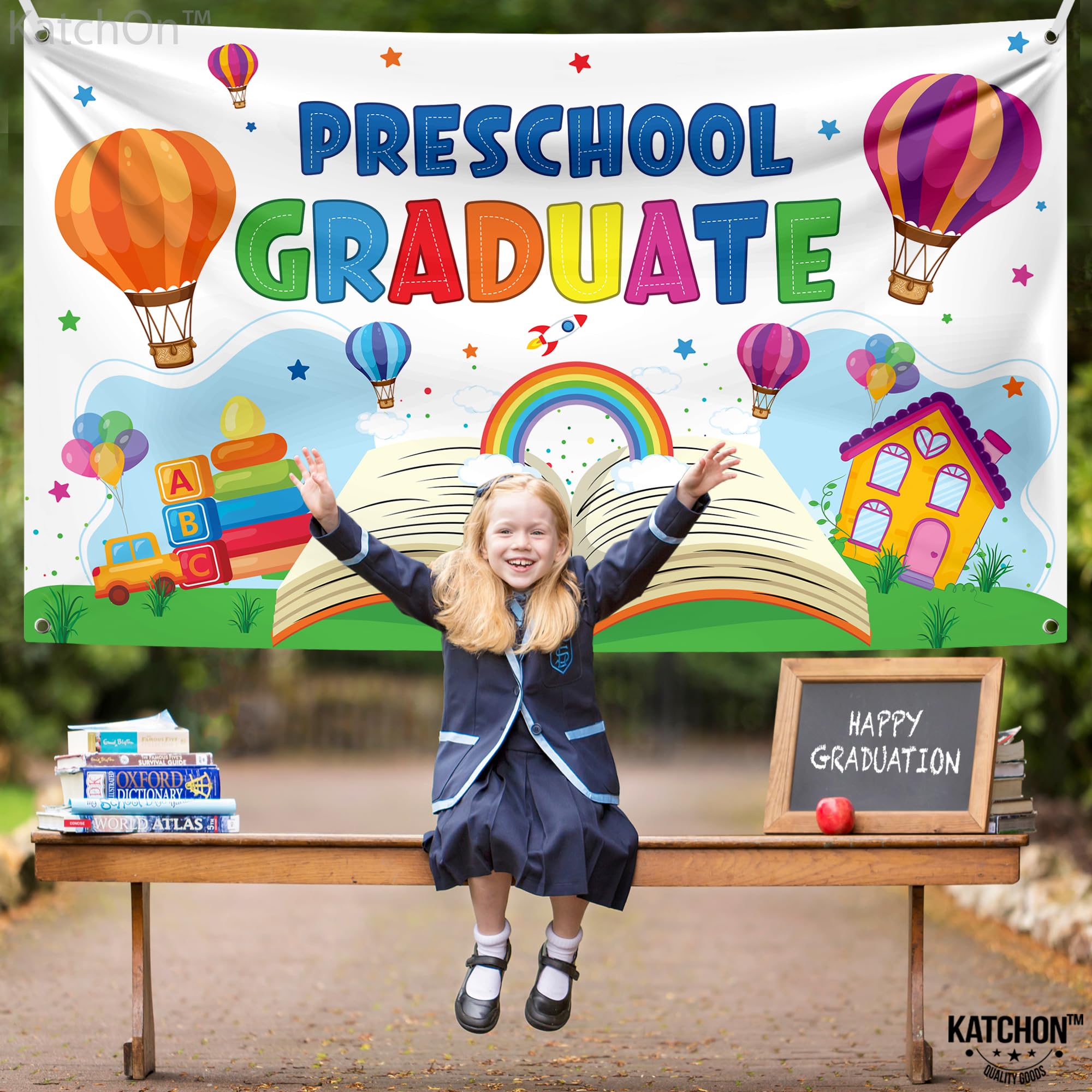 KatchOn Preschool Graduation Banner 2026 – 72x44 Inch Multicolor Kindergarten Backdrop, Class of 2026 Decorations