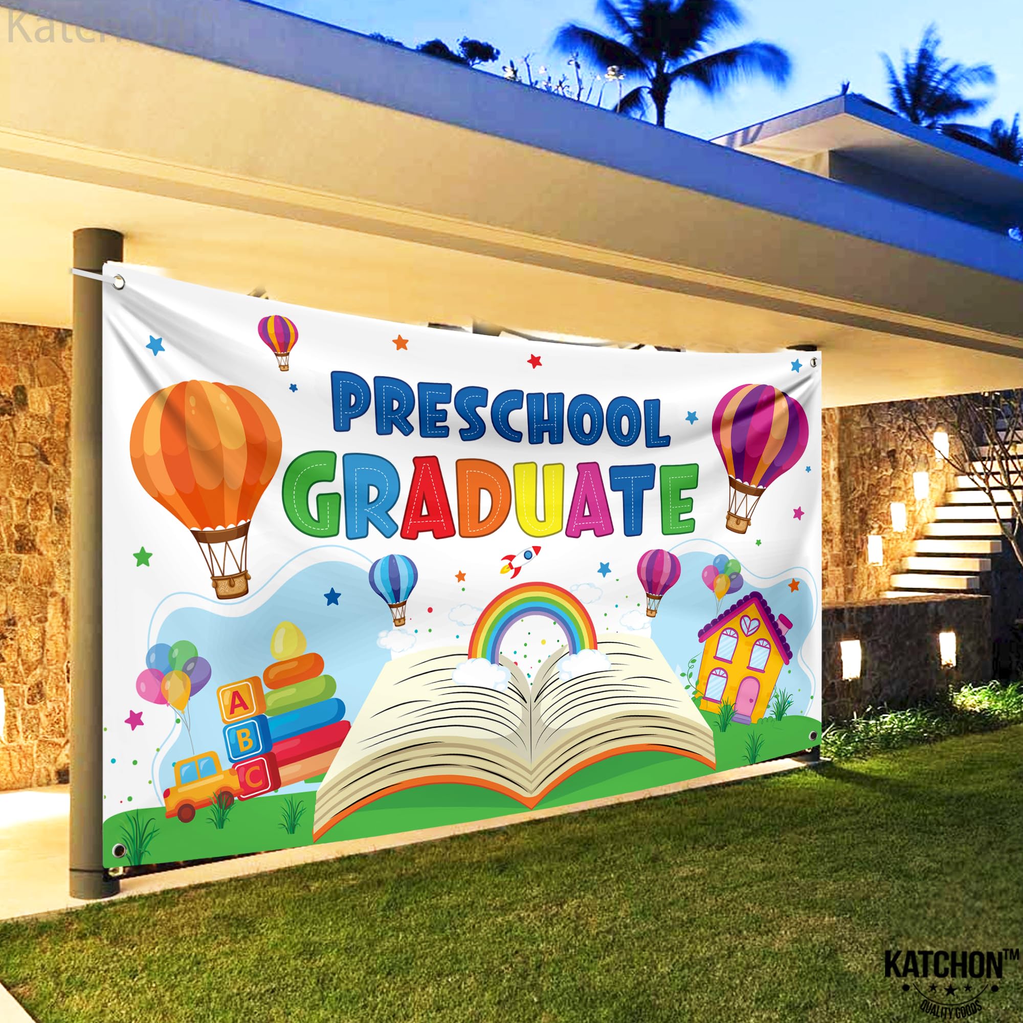 KatchOn Preschool Graduation Banner 2026 – 72x44 Inch Multicolor Kindergarten Backdrop, Class of 2026 Decorations