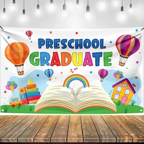 KatchOn Preschool Graduation Banner 2026 – 72x44 Inch Multicolor Kindergarten Backdrop, Class of 2026 Decorations