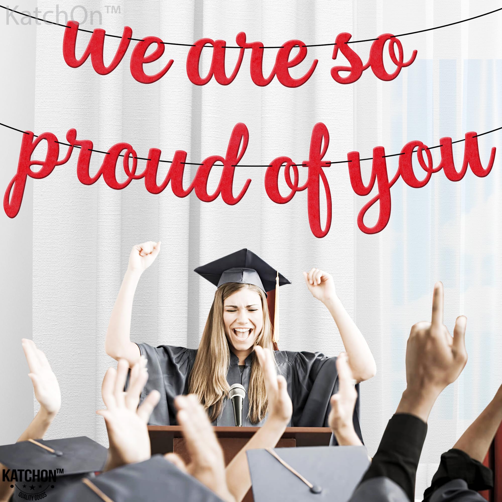 KatchOn Red Felt We Are So Proud of You Graduation Banner 8 Feet - Class of 2026
