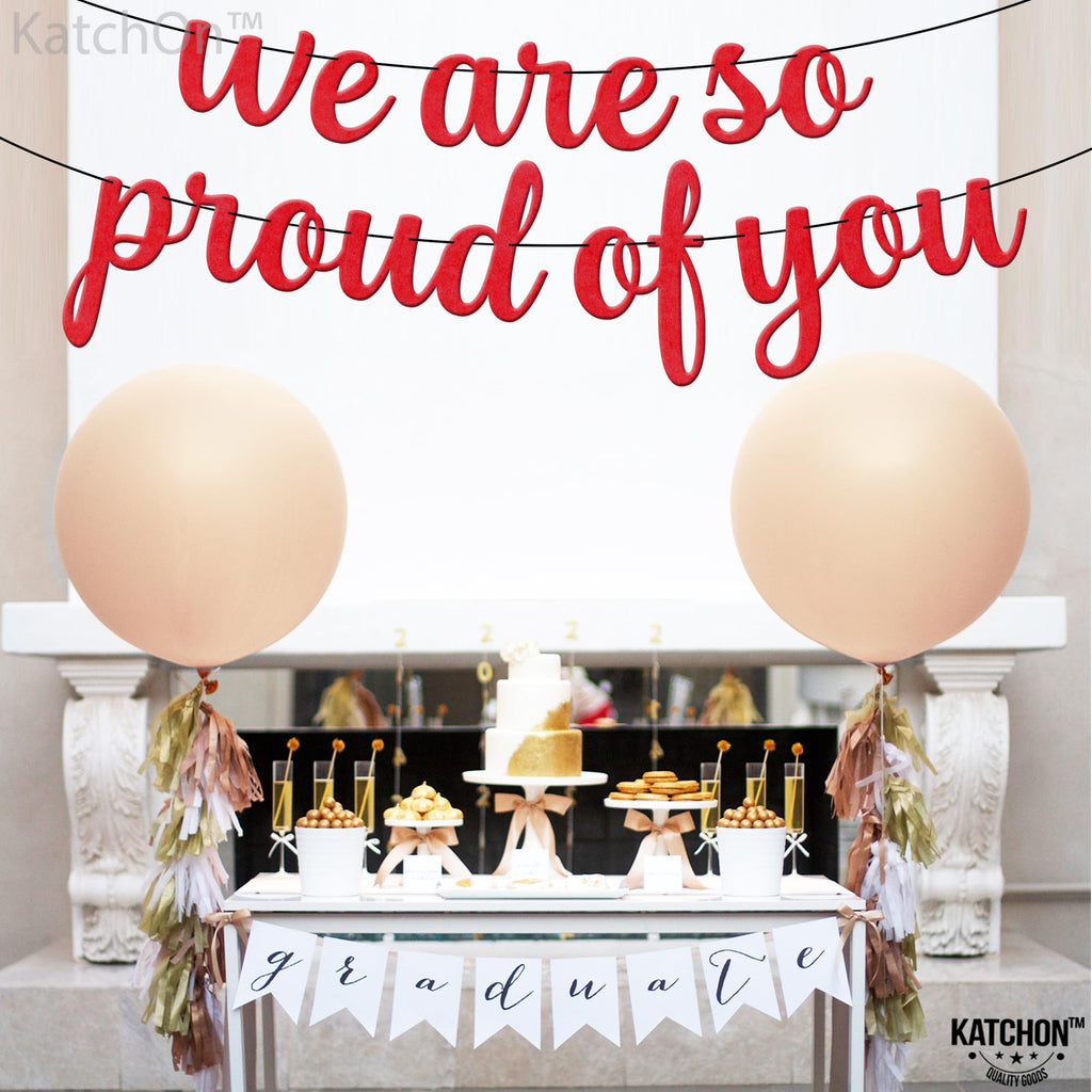 KatchOn Red Felt We Are So Proud of You Graduation Banner 8 Feet - Class of 2026