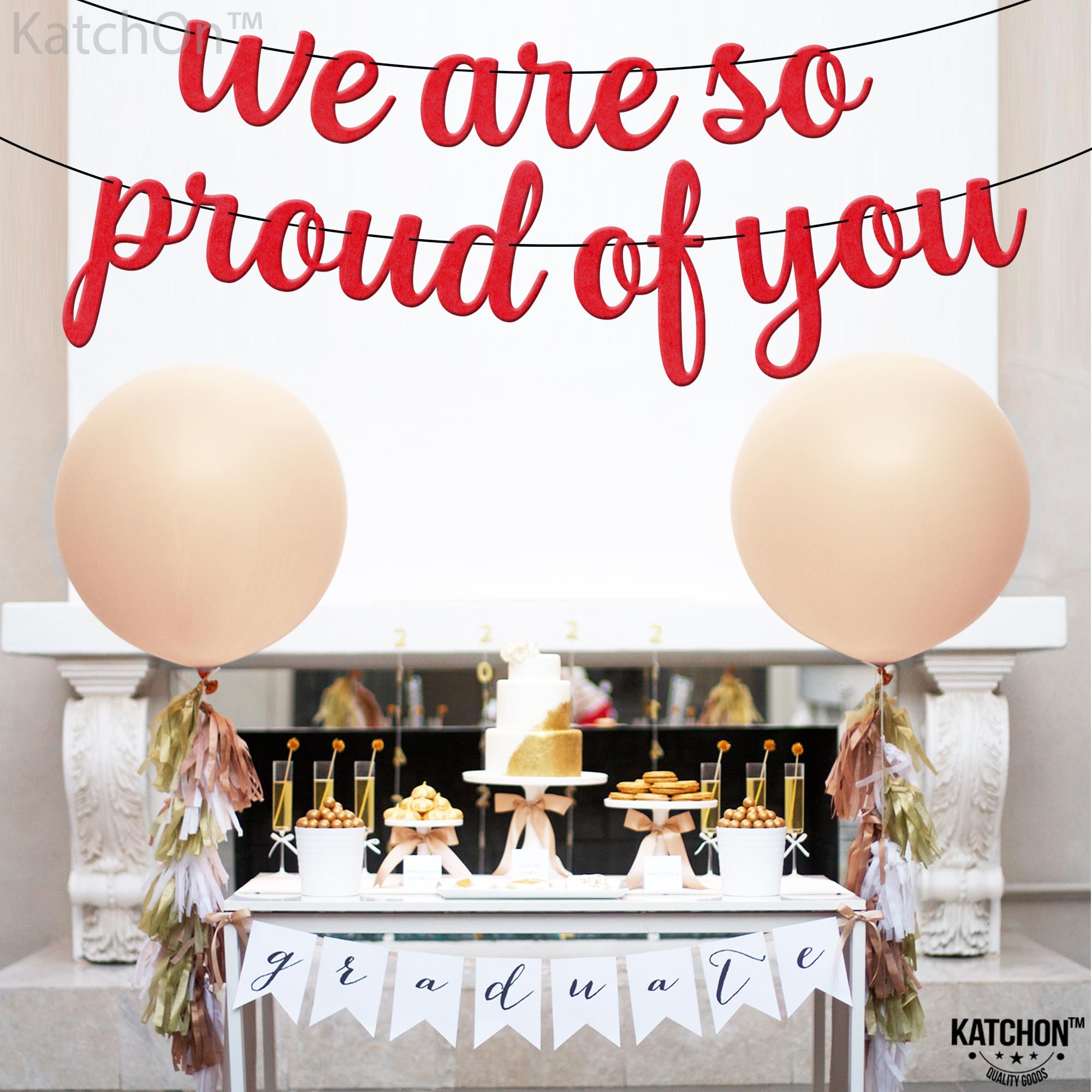 KatchOn Red Felt We Are So Proud of You Graduation Banner 8 Feet - Class of 2026