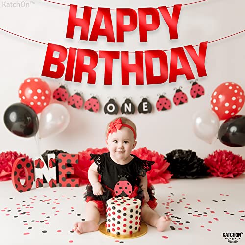 KatchOn Red Happy Birthday Banner – Pre-Strung 10ft Shiny Cardstock for Birthday Decor