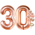 KatchOn Rose Gold 40-Inch Number 30 Balloon Set with Confetti & Banner for 30th Birthday or Anniversary