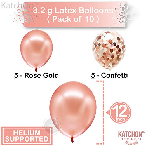 KatchOn Rose Gold 40-Inch Number 30 Balloon Set with Confetti & Banner for 30th Birthday or Anniversary