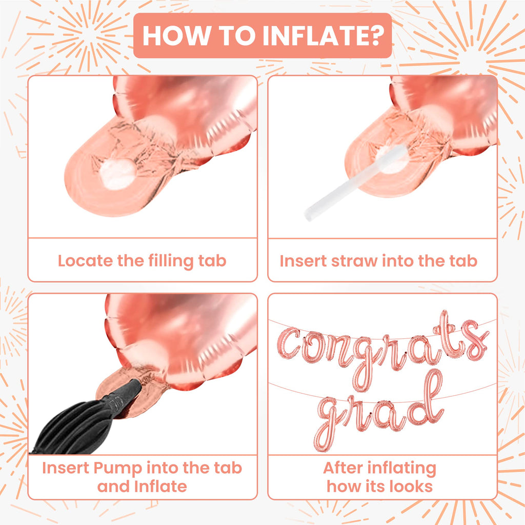 KatchOn Rose Gold Congrats Grad Balloon – 16 Inch Class of 2026 Decoration